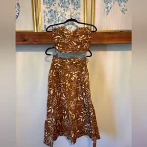 Brown Floral Maxi Dress with Smocked Waist